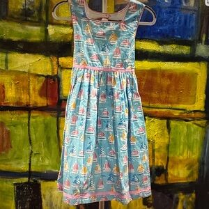 Colorful Sailboat Print Kids Dress
